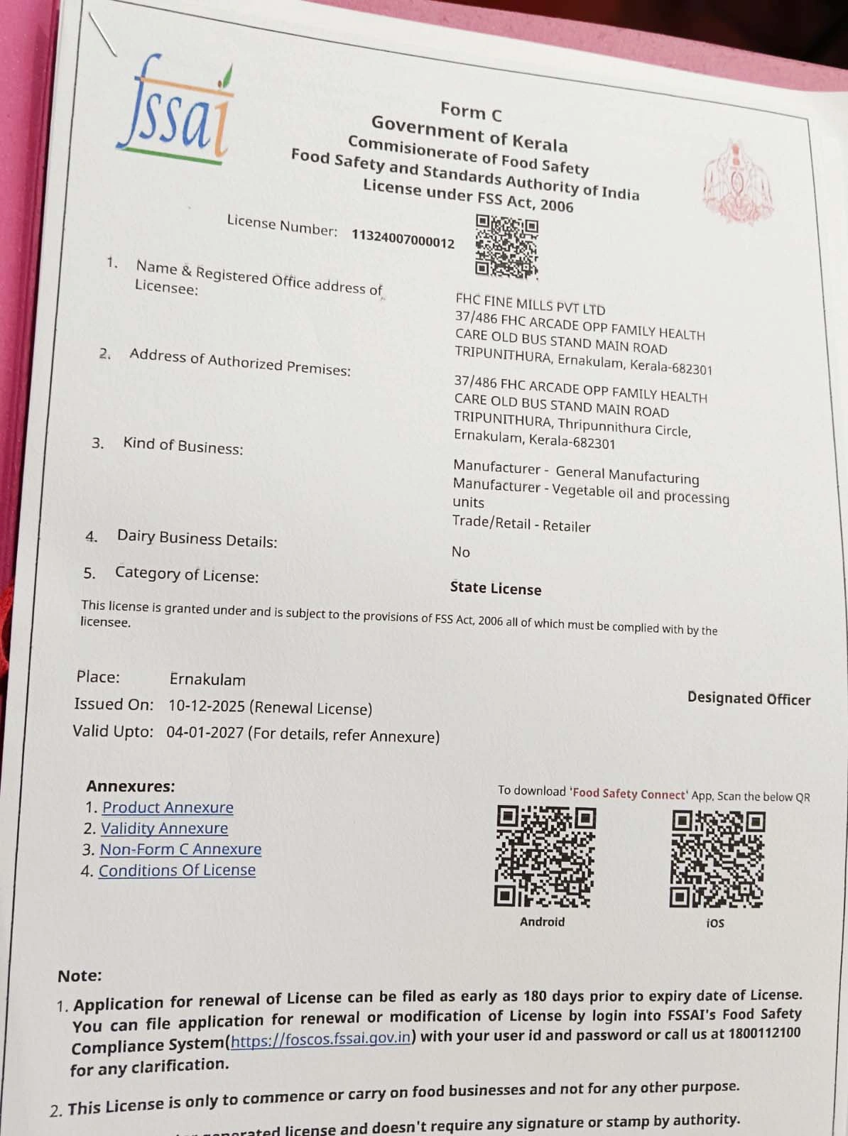 FSSAI Certificate